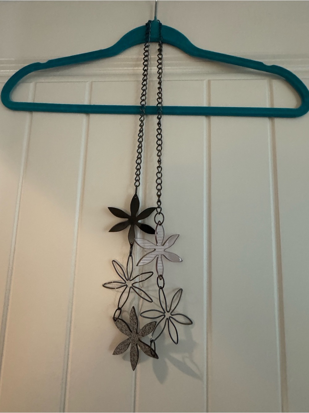Decorative Hanging Metal Flower Mobile - Teal and Mixed Metal